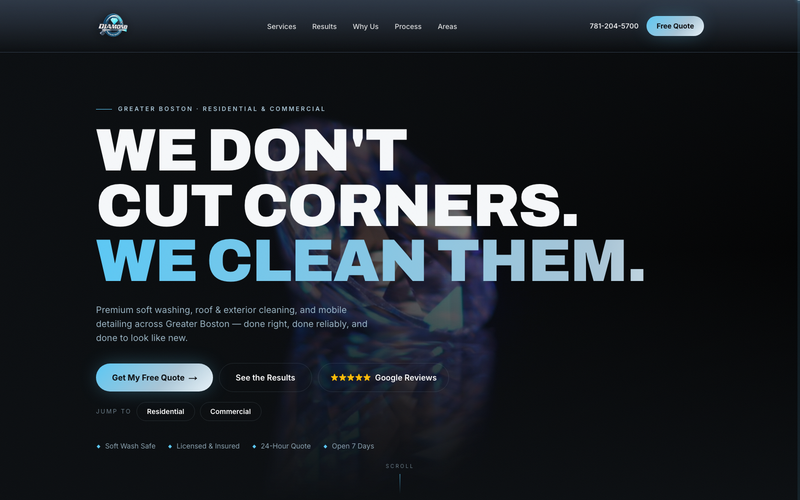 Diamond Pressure Washing homepage preview